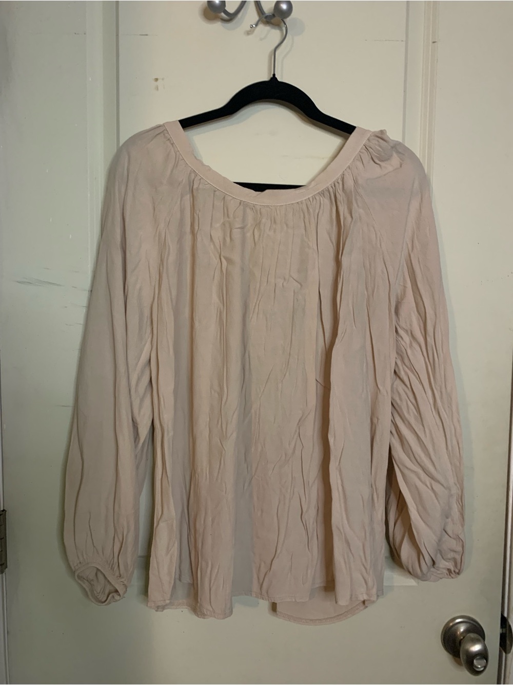 NWT Cobblestone Living Relaxed Long-Sleeve Peasant Top in Light Blush